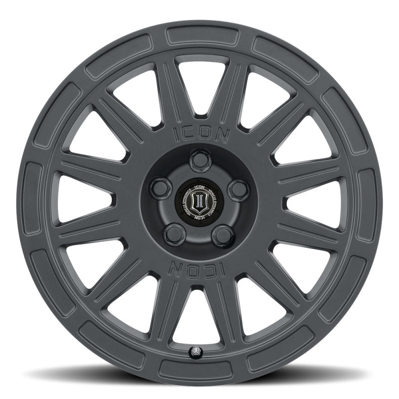 Icon Ricochet 15x7 5x100 15mm Offset 4.6in BS 56.1mm Bore Satin Black Wheel - Mammoth Racing -