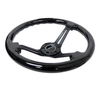 NRG Reinforced Steering Wheel (350mm / 3in. Deep) Blk Wood w/Blk Matte Spoke/Black Center Mark - My Store