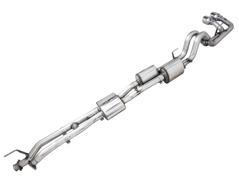 AWE 16-22 Toyota Tacoma 0FG Catback Exhaust w/ BashGuard - Dual Chrome Silver Tips - My Store