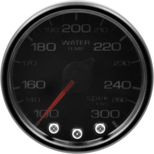 Autometer Spek-Pro Gauge Water Temp 2 1/16in 300f Stepper Motor W/Peak & Warn Blk/Smoke/Blk - My Store