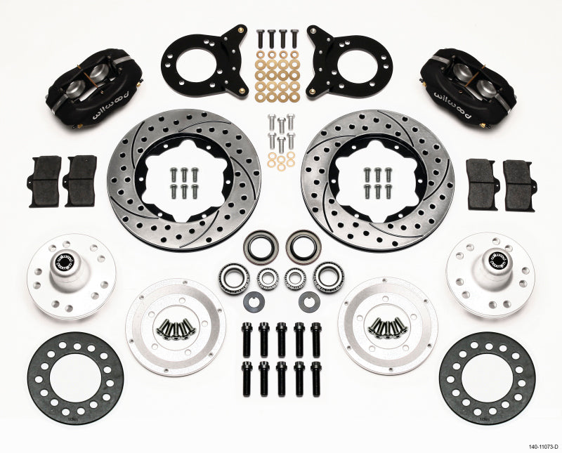 Wilwood Forged Dynalite Front Kit 11.00in Drilled 1970-1973 Mustang Disc & Drum Spindle - Mammoth Racing -