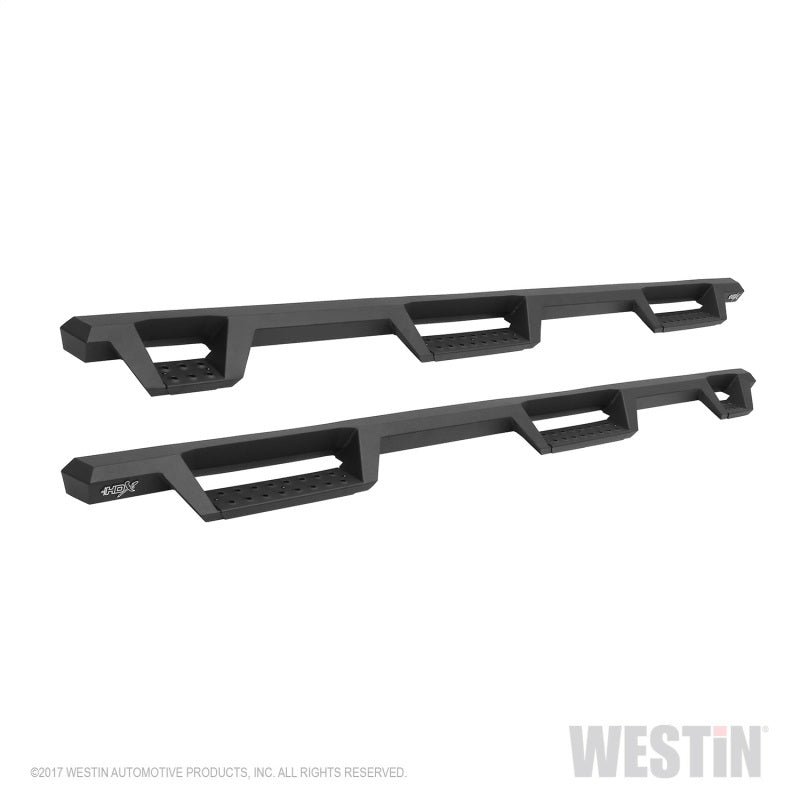 Westin 99-16 Ford F-250/350/450/550 CC (6.75ft Bed) HDX Drop Whl to Whl Nerf Step Bars - Text Blk - Mammoth Racing -