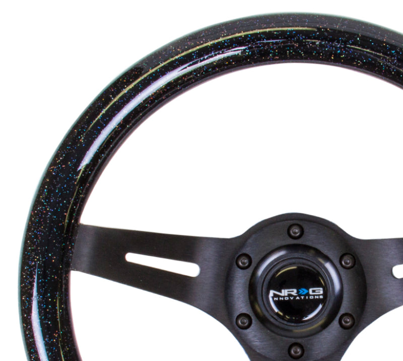 NRG Classic Wood Grain Steering Wheel (310mm) Black Sparkle w/Blk 3-Spoke Center - My Store