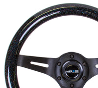 NRG Classic Wood Grain Steering Wheel (310mm) Black Sparkle w/Blk 3-Spoke Center - My Store