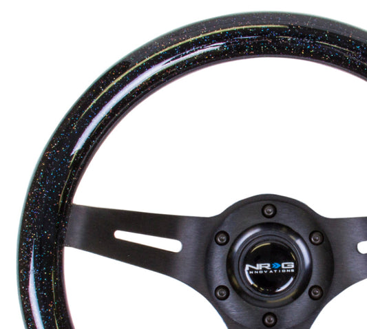 NRG Classic Wood Grain Steering Wheel (310mm) Black Sparkle w/Blk 3-Spoke Center - My Store