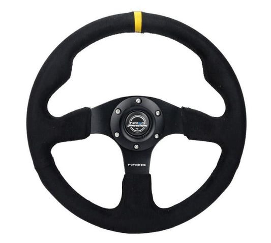 NRG Reinforced Steering Wheel (320mm) Alcantara Steering Wheel w/ Black Stitching - My Store