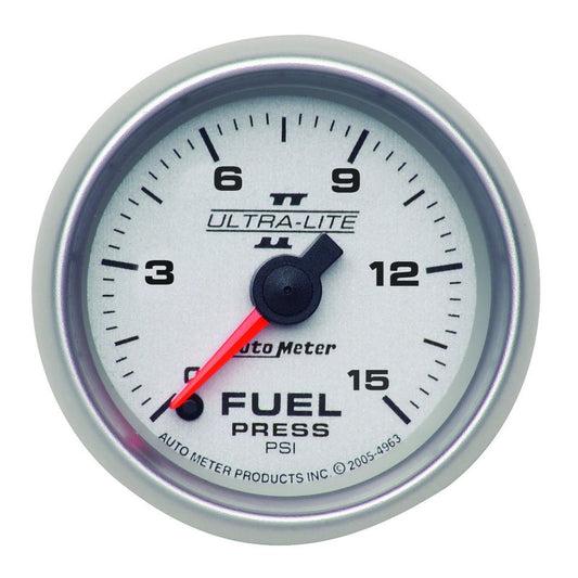 Autometer Ultra-Lite II 52mm 0-15 PSI Full Sweep Electronic Fuel Pressure Gauge - My Store