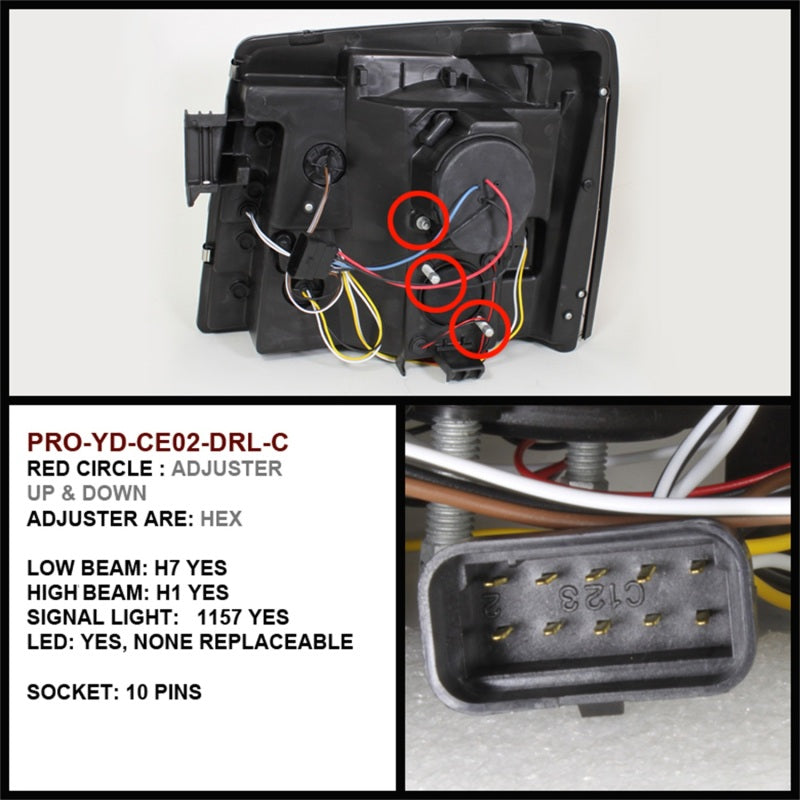 Spyder Cadillac Escalade 02-06 Projector Halogen Model- LED Halo DRL Chrm PRO-YD-CE02-DRL-C - Mammoth Racing -