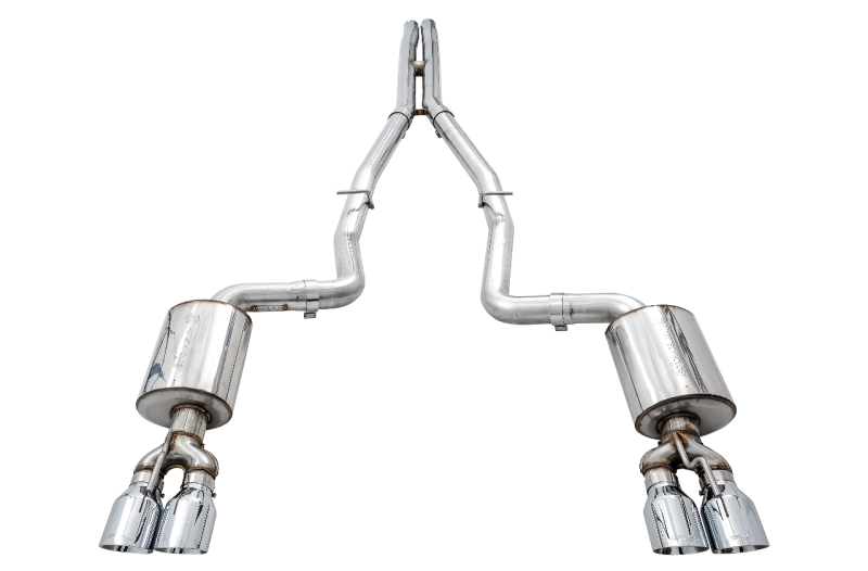 AWE Tuning 2017+ Challenger 5.7L Touring Edition Exhaust - Non-Resonated - Chrome Silver Quad Tips - Mammoth Racing -
