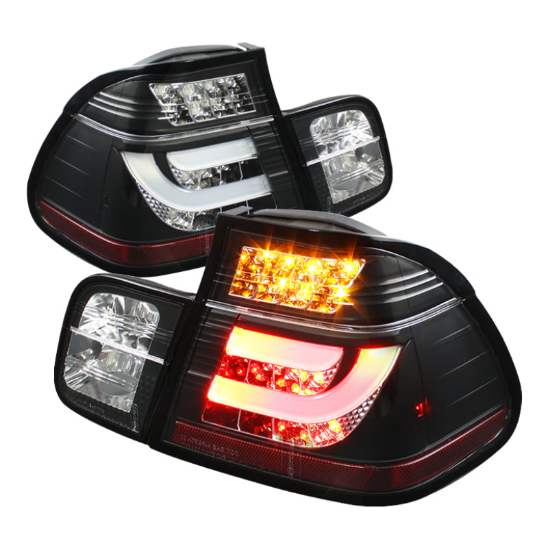 Spyder BMW E46 3-Series 99-01 4Dr Light Bar Style LED Tail Lights Black ALT-YD-BE4699-4D-LBLED-BK - Mammoth Racing -