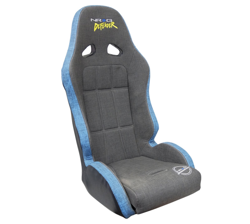 NRG Defender Seat/ Water Resistant Steel Frame Suspension - Gray w/ Blue Trim w/ Defender Logo - My Store