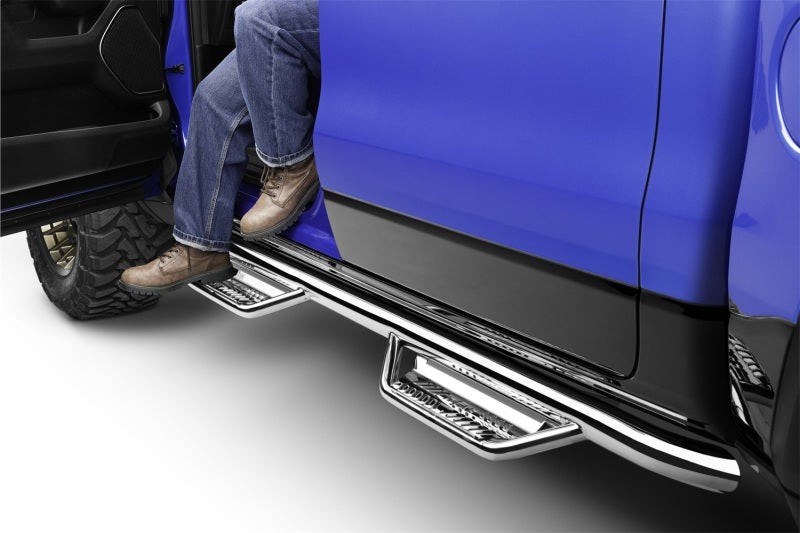 N-Fab Podium SS 19-20 Dodge RAM 1500 Crew Cab - Cab Length - Polished Stainless - 3in - Mammoth Racing -
