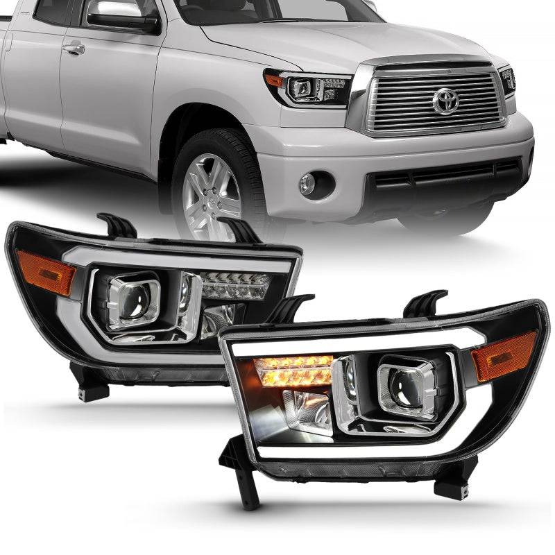 ANZO 2007-2014 Toyota Tundra Projector Light Bar H.L Black Amber(Led High Beam) (Halogen Version) - My Store