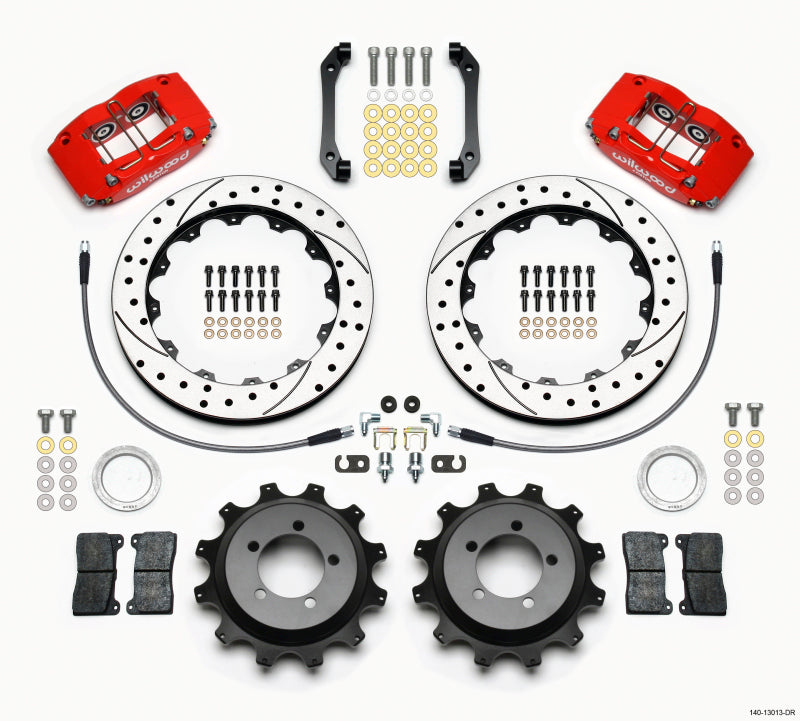 Wilwood Dynapro Radial Rear Kit 12.88in Drilled Red 2006-2007 Subaru WRX w/Lines - Mammoth Racing -