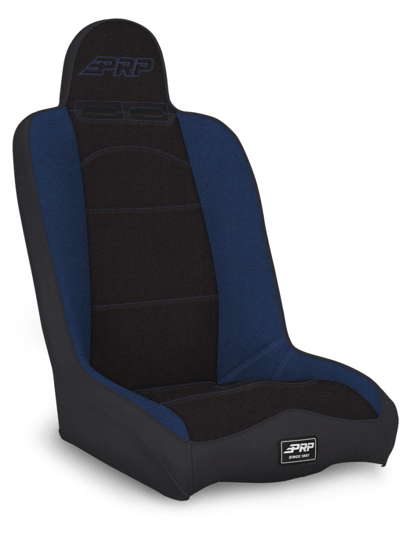 PRP Daily Driver High Back Suspension Seat (Two Neck Slots) - Black / Blue - Mammoth Racing -