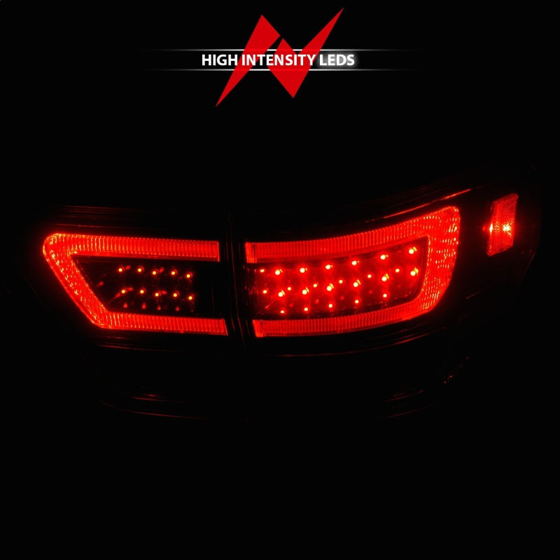 ANZO 11-13 Jeep Grand Cherokee LED Taillights w/ Lightbar Black Housing/Clear Lens 4pcs - Mammoth Racing -