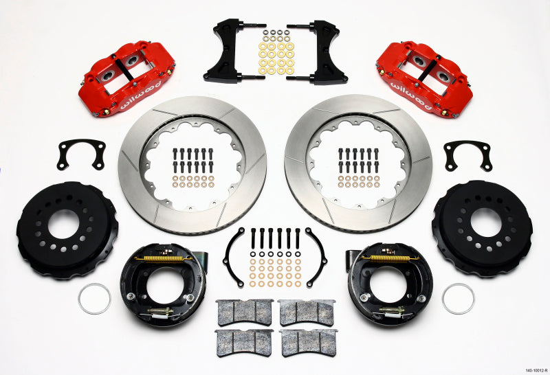 Wilwood Narrow Superlite 4R Rear P-Brk Kit 14.00in Red New Big Ford 2.50in Offset - Mammoth Racing -