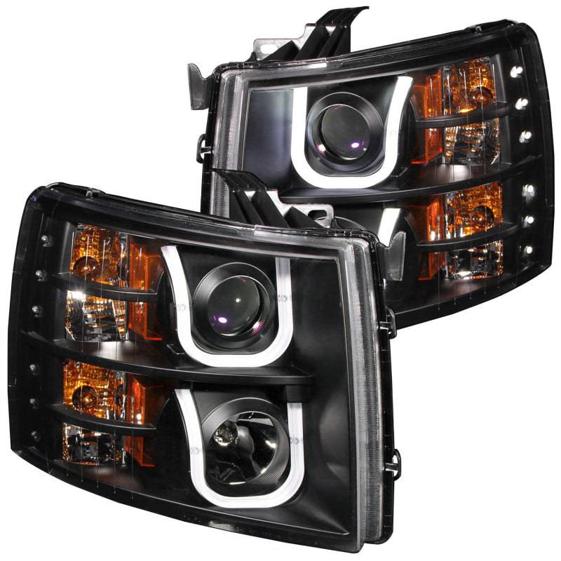 ANZO 2007-2013 Chevrolet Silverado 1500 Projector Headlights w/ U-Bar Black - My Store