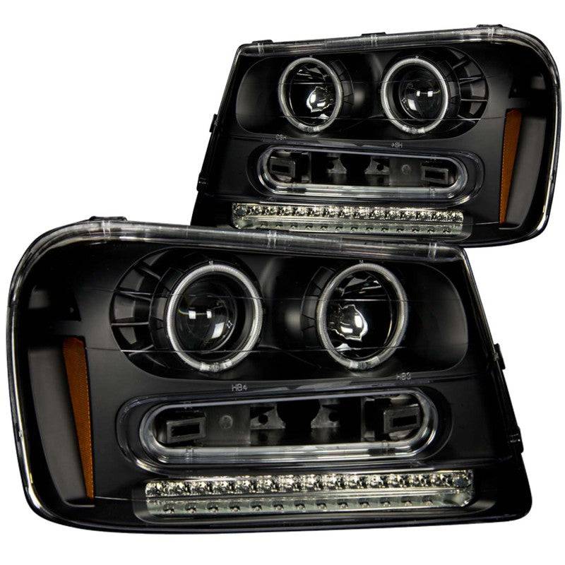 ANZO 2002-2009 Chevrolet Trailblazer Projector Headlights w/ Halo Black - My Store