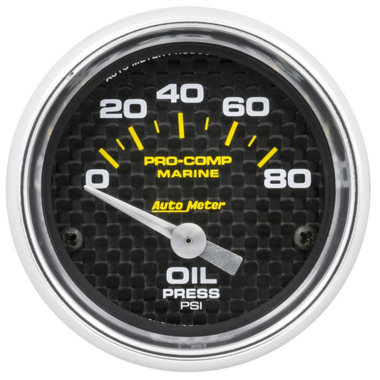 Autometer Marine Carbon Fiber 2-1/16in 80 PSI Electric Oil Pressure Gauge - My Store