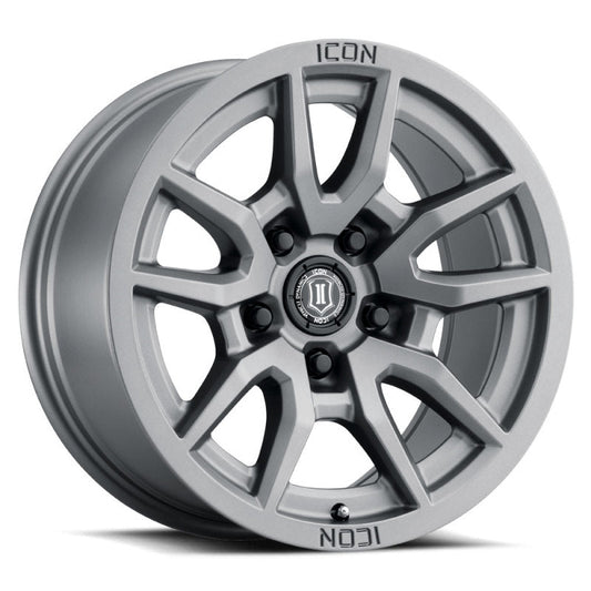 Icon Vector 5 17x8.5 5x5 -6mm Offset 4.5in BS 71.5mm Bore Titanium Wheel - Mammoth Racing -