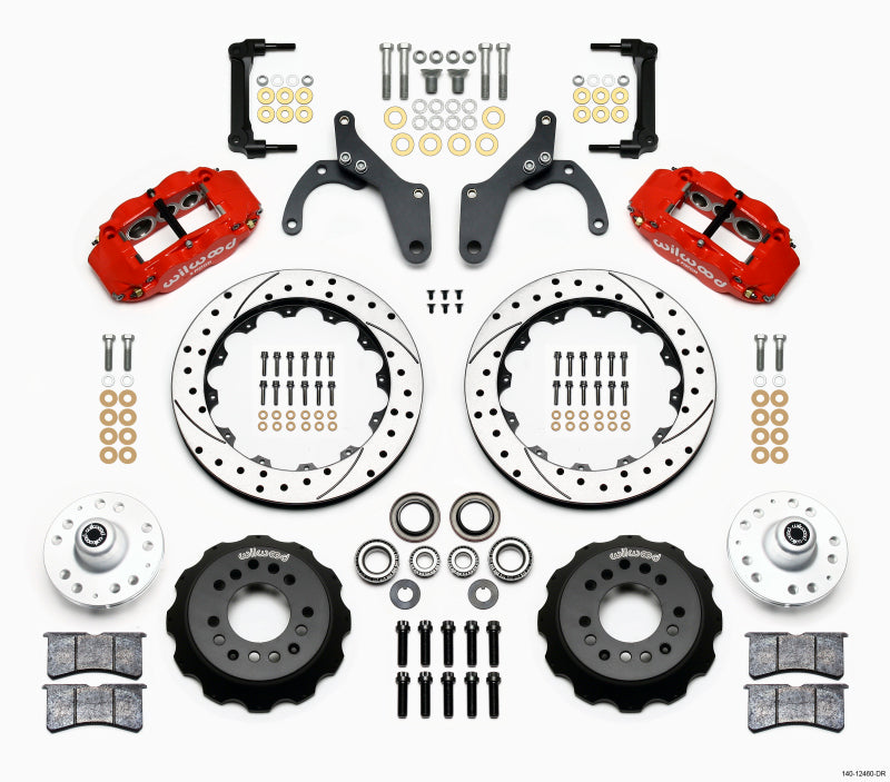 Wilwood Narrow Superlite 6R Front Hub Kit 12.88in Drill Red 59-64 Chevy Impala / 63-64 Corvette - Mammoth Racing -