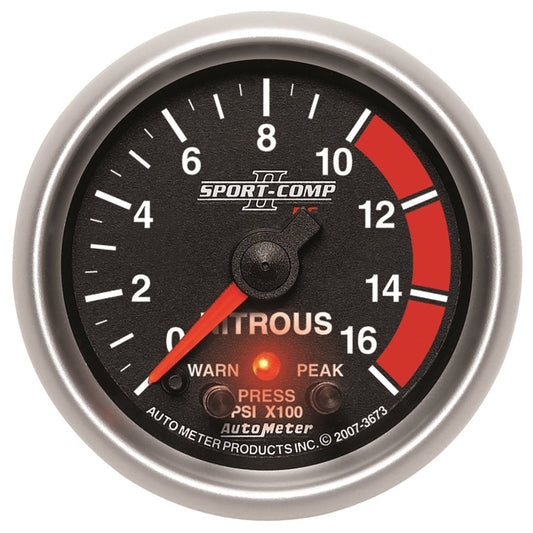 Autometer Sport-Comp II Pro Control 52mm 1600 PSI Nitrous Pressure Gauge - My Store