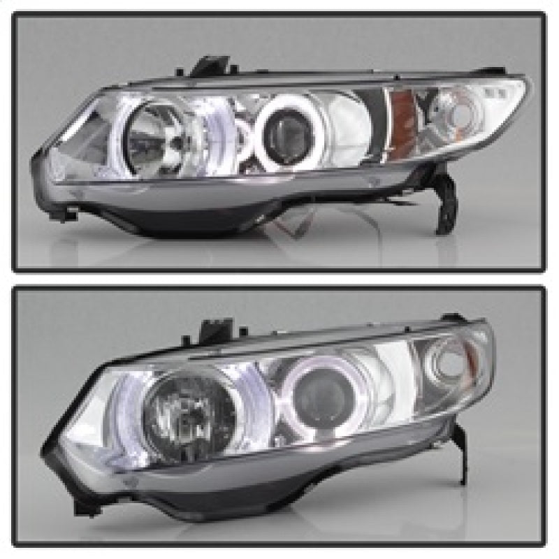 Spyder Honda Civic 06-08 2Dr Projector Headlights LED Halo Chrome High H1 Low H1 PRO-YD-HC06-2D-HL-C - Mammoth Racing -