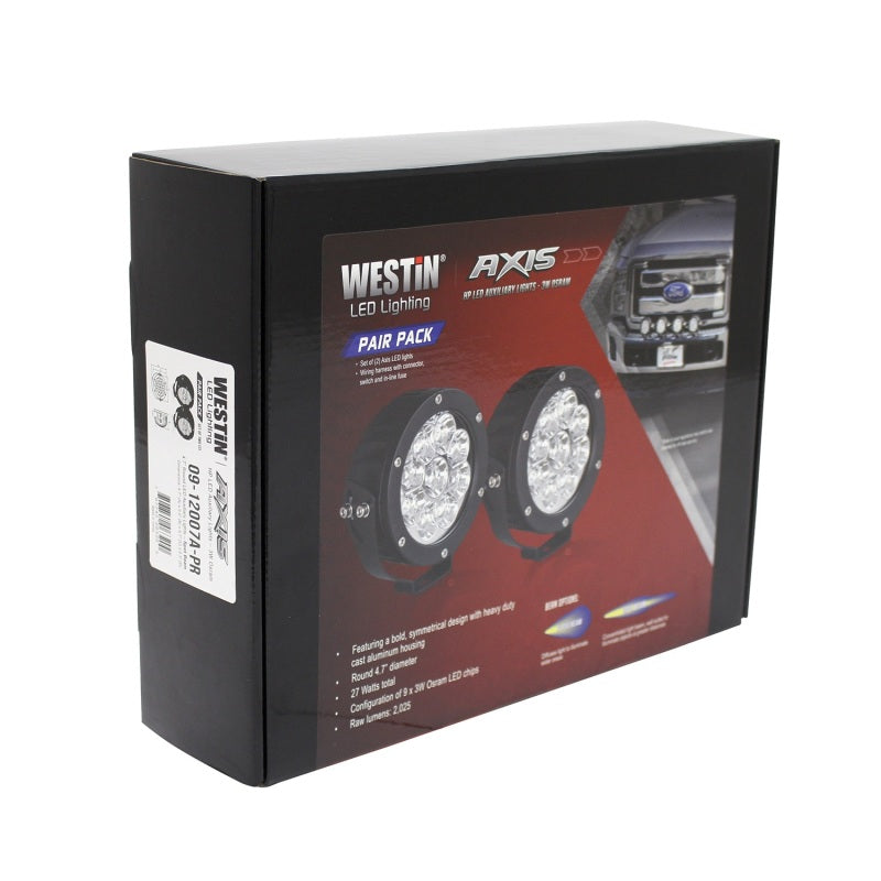 Westin Axis LED Auxiliary Light 4.75 inch Round Spot w/3W Osram (Set of 2) - Black - Mammoth Racing -