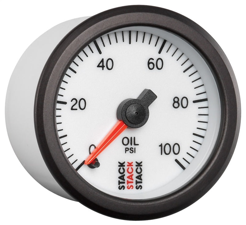 Autometer Stack 52mm 0-100 PSI 1/8in Nptf Male Pro Stepper Motor Oil Pressure Gauge - White - My Store