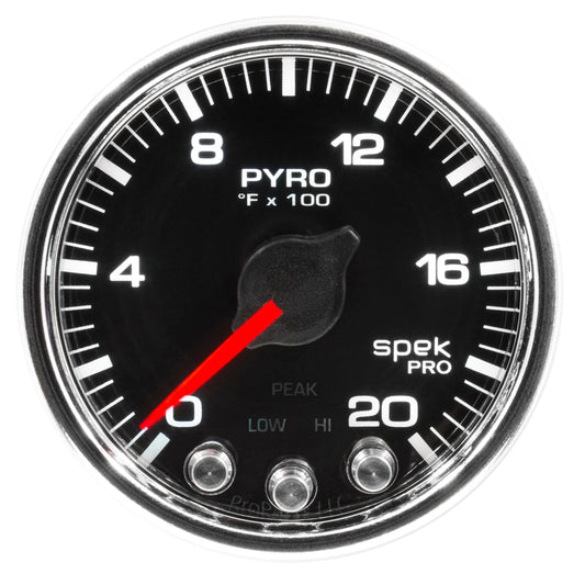 Autometer Spek-Pro Gauge Pyro. (Egt) 2 1/16in 2000f Stepper Motor W/Peak & Warn Blk/Chrm - My Store