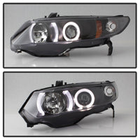 Spyder Honda Civic 06-08 2Dr Projector Headlights LED Halo Black High H1 Low H1 PRO-YD-HC06-2D-HL-BK - Mammoth Racing -