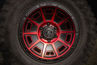 Icon Victory 17x8.5 5x4.5 0mm Offset 4.75in BS Satin Black w/Red Tint Wheel - Mammoth Racing -