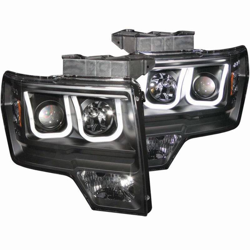 ANZO 2009-2014 Ford F-150 Projector Headlights w/ U-Bar Black - My Store