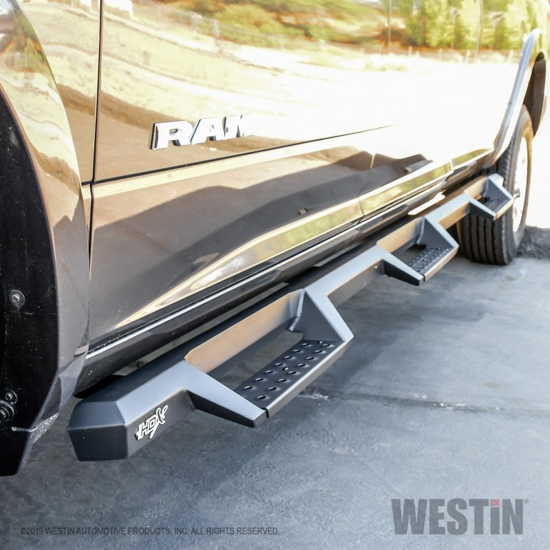 Westin/HDX 19-20 Ram 2500/3500 Crew Cab (8ft Bed) Drop Wheel to Wheel Nerf Step Bars - Txt Black - Mammoth Racing -
