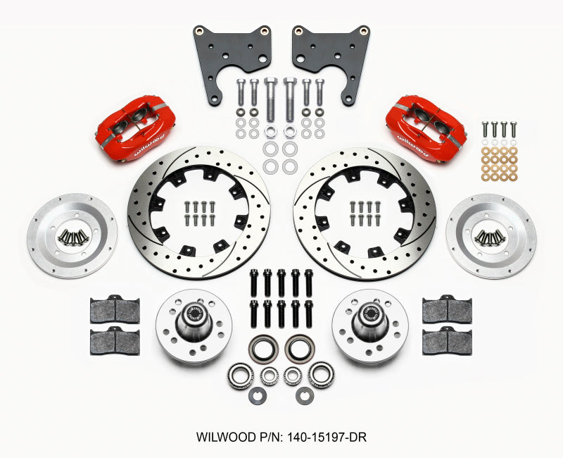 Wilwood Forged Dynalite Front Kit 12.19in Drill Red 65-72 CDP C Body -Drum - My Store