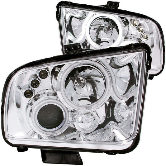 ANZO 2005-2009 Ford Mustang Projector Headlights w/ Halo Chrome - Mammoth Racing -