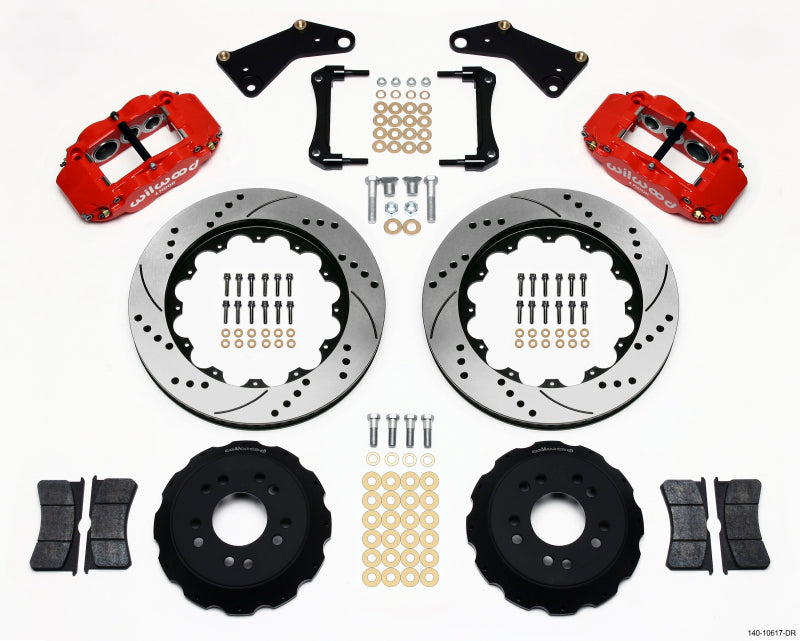 Wilwood Narrow Superlite 6R Front Hat Kit 14.00in Drill Red 65-82 Corvette C2/c3 - Mammoth Racing -