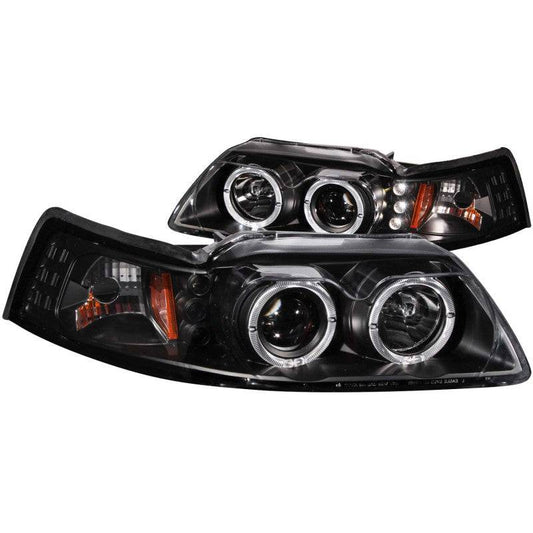 ANZO 1999-2004 Ford Mustang Projector Headlights Black G2 (Dual Projector) - My Store