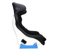 NRG FRP Bucket Seat - White Finish with Arrow Embroidery And Blue Side Mount Bracket - My Store