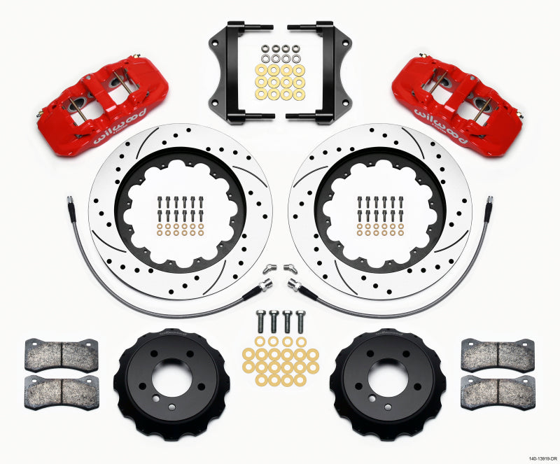 Wilwood Aero6 Front Hat Kit 15.00 Drilled Red 2007-2011 BMW E90 Series w/Lines - My Store