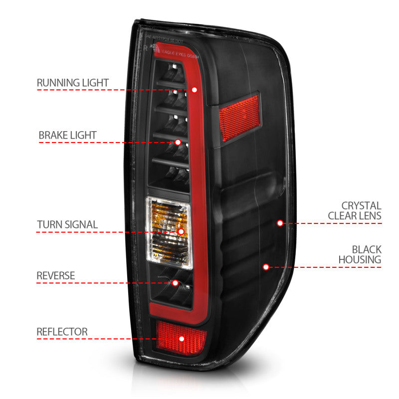 ANZO 2005-2021 Nissan Frontier LED Taillights Black Housing/Clear Lens - Mammoth Racing -