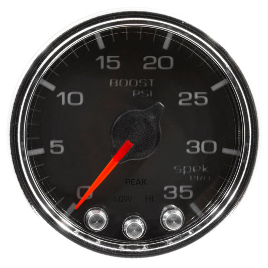 Autometer Spek-Pro Gauge Boost 2 1/16in 35psi Stepper Motor W/Peak & Warn Black/Chrome - My Store
