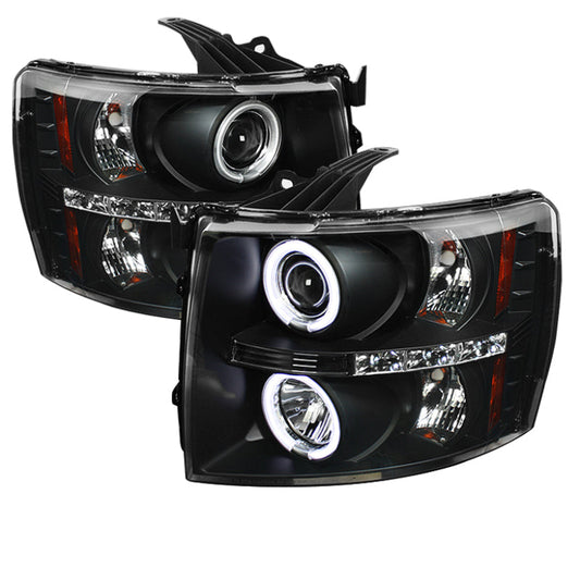 Spyder Chevy Silverado 1500 07-13 Projector Headlights CCFL Halo LED Blk PRO-YD-CS07-CCFL-BK - Mammoth Racing -