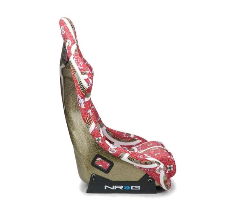 NRG FRP Bucket Seat PRISMA Oriental Longivity Plate Edition W/ Gold Pearlized Back - Large - My Store