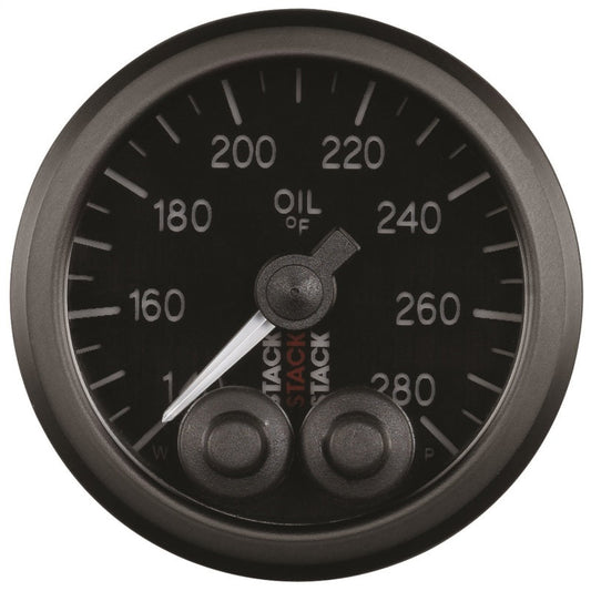 Autometer Stack Instruments 52mm 140-280 Deg F 1/8in Nptf Male Pro Control Oil Temp Gauge - Black - My Store