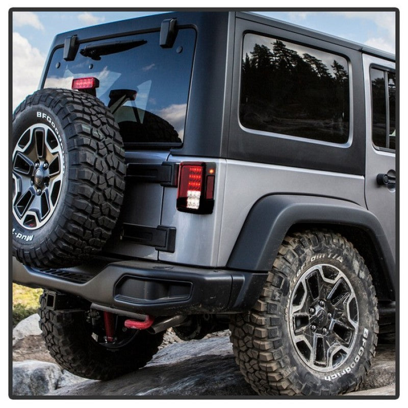 Spyder Jeep Wrangler 07-15 LED Tail Lights Red Clear ALT-YD-JWA07-LED-RC - Mammoth Racing -