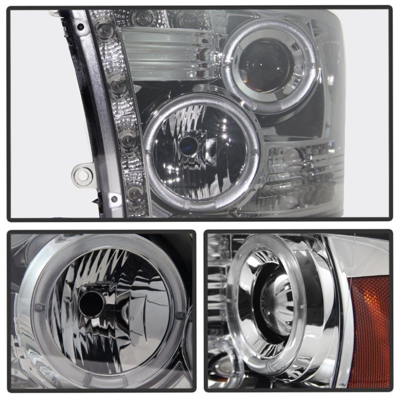 Spyder Dodge Ram 1500 09-14 10-14 Projector Headlights Halogen- LED Halo LED- Smke PRO-YD-DR09-HL-SM - Mammoth Racing -