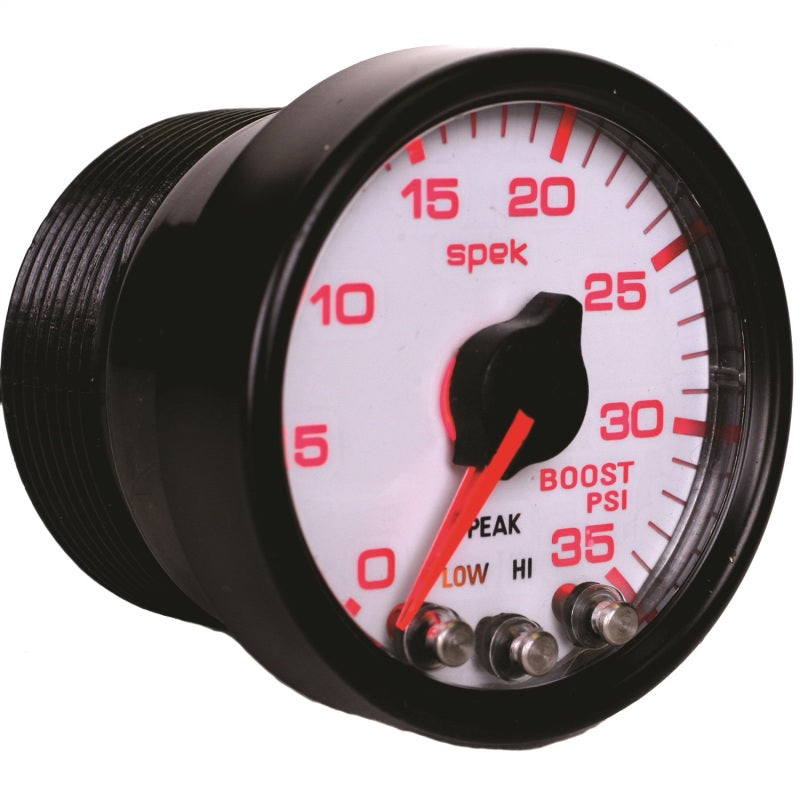 Autometer Spek-Pro Gauge Boost 2 1/16in 35psi Stepper Motor W/Peak & Warn White/Black - My Store