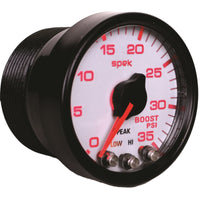 Autometer Spek-Pro Gauge Boost 2 1/16in 35psi Stepper Motor W/Peak & Warn White/Black - My Store